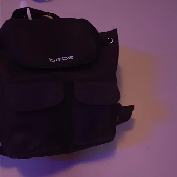 Bebe Original Backpack BEBE Black Faux Leather Quilted MINI Backpack Purse with  main image 4